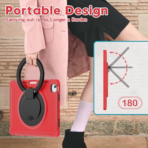 Coque iPad Air 13 M3 antichoc robuste enfant silicone rouge