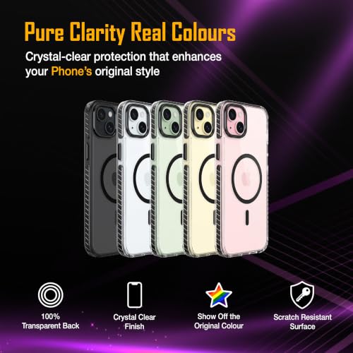 Image of Zapcase Crystal Clear Back case for iPhone 15 Plus | PC Back | TPU Bumper with Inner Rubber Grip | Metal Camera Guard Bezel | Metal Buttons | Scratch Resistant Cover | 2 Layer Edge Protection | Black