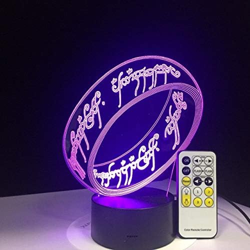 LLWWRR1 Lord of The Rings 3D Illusion Desk Lamp 7 Color 3D Lamp Kids Gift Touch Night Light for Children Holiday Present