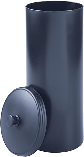 Miniatura 6 de mDesign Hyde Collection - Organizador de papel higiénico de plástico con tapa, 3 rollos de almacenamiento de pañuelos que ahorran espacio para baño,