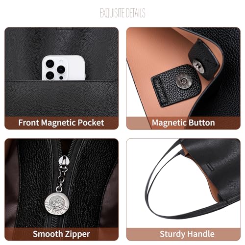 Bolsa tote grande de cuero vegano suave para mujer miniatura 5