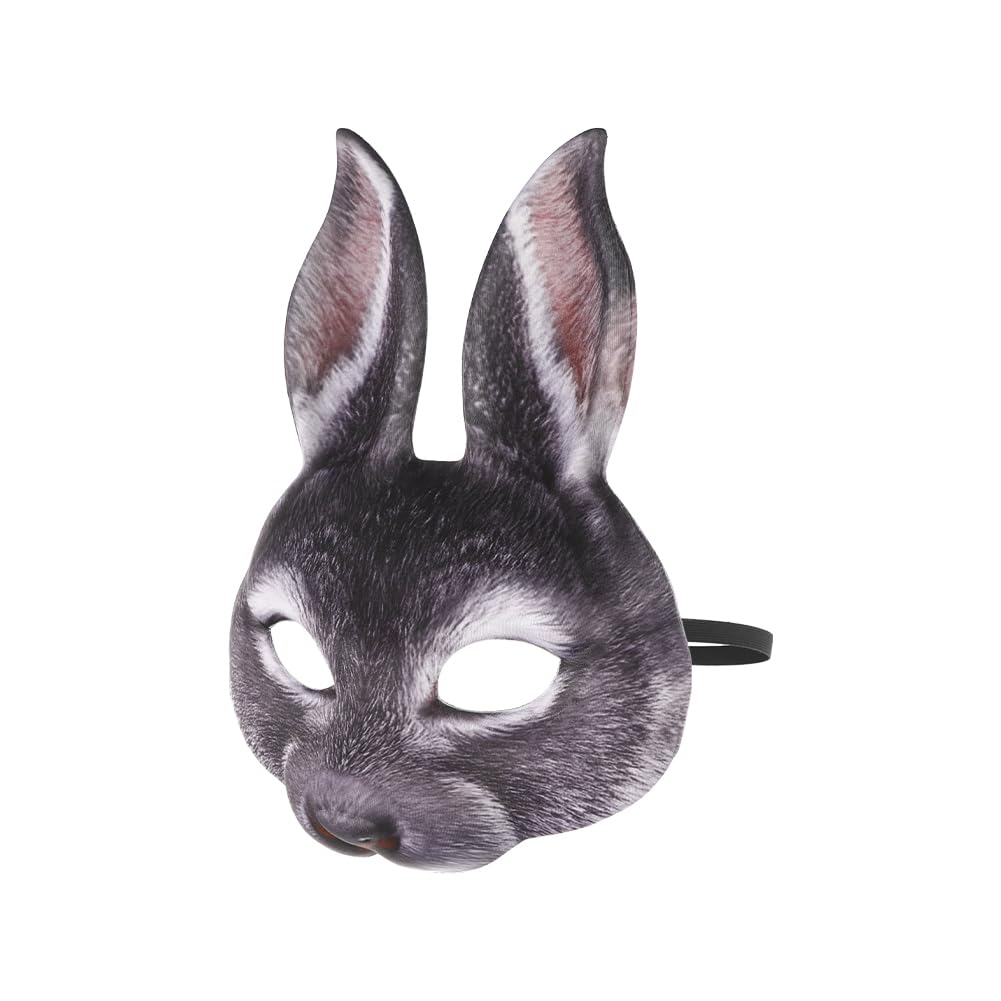 Qchomee 2Pcs Bunny Rabbit Mask Women Men Realistic Halloween Animal Mask Adult Cute Rabbit Ear Half Face Mask Cosplay Masquerade Easter Party Props Fancy Dress Up - Image 2