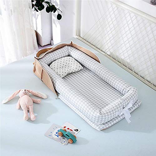RedSuns Baby Lounger and Baby Nest Sharing Co Sleeping Baby Bassinet for Bed Bedside Cribs Newborn Gift 100% Cotton Portable Crib for Bedroom Travel, 0-24 Months