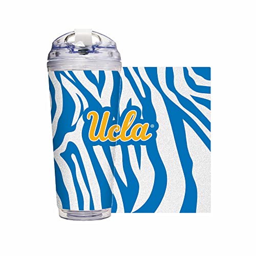 Image of Rico Industries NCAA Glitter 24oz Acrylic Glitter Tumbler with Hinged Lid, Officially Licensed Double Wall Tumbler with Straw