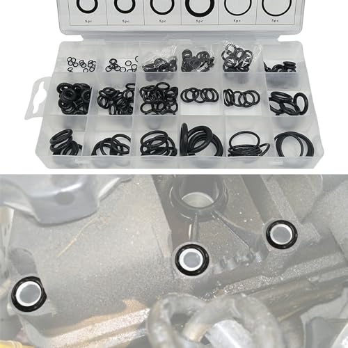 deemars 225PCS Kit de Juntas Tóricas, Kit de Surtido de Juntas Tóricas, 18 Tamaños de Arandela de Junta de Sellado de Caucho de Nitrilo, Juego de Surtido de Juntas Tóricas para Coche