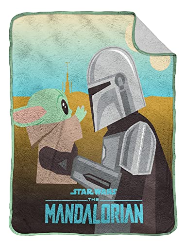 Jay Franco Star Wars The Mandalorian Dich gefuden 130 x 150cm Flauschige Sherpa Fleece-Wurfdecke