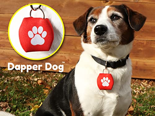 Image of Dapper Dog - Dog Tag Silencer with Tag Ring (Red with White Paw Print)