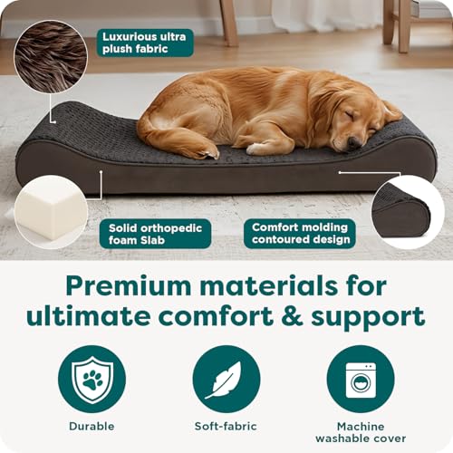 Furhaven Pet Dog Bed - Orthopedic Ultra Plush Faux Fur Ergonomic Luxe Lounger Cradle Mattress Contour Pet Bed w/ Removable Cover for Dogs, Chocolate, Jumbo, Plush Chocolate, 4. Jumbo (31535085BX) by Furhaven - Image 5