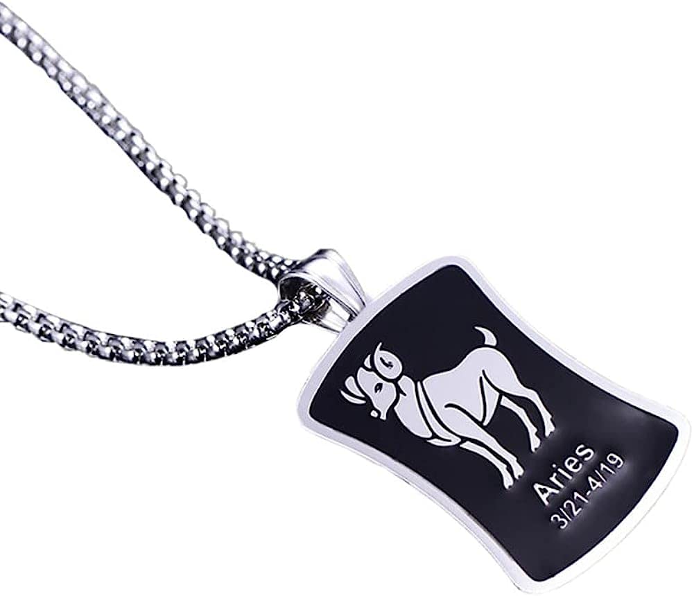 Męskie prostota ze stali nierdzewnej nieśmiertelnik konstelacja zodiaku naszyjnik amulet naszyjnik dla kobiet mężczyzn