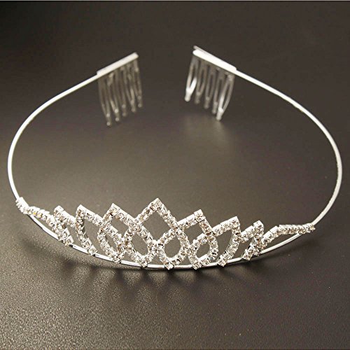 Crazy K&A Rhinestone Tiara Crystal Wedding Bridal Princess Crown Hair Comb Hair Jewelry for Women Girls(Style F)