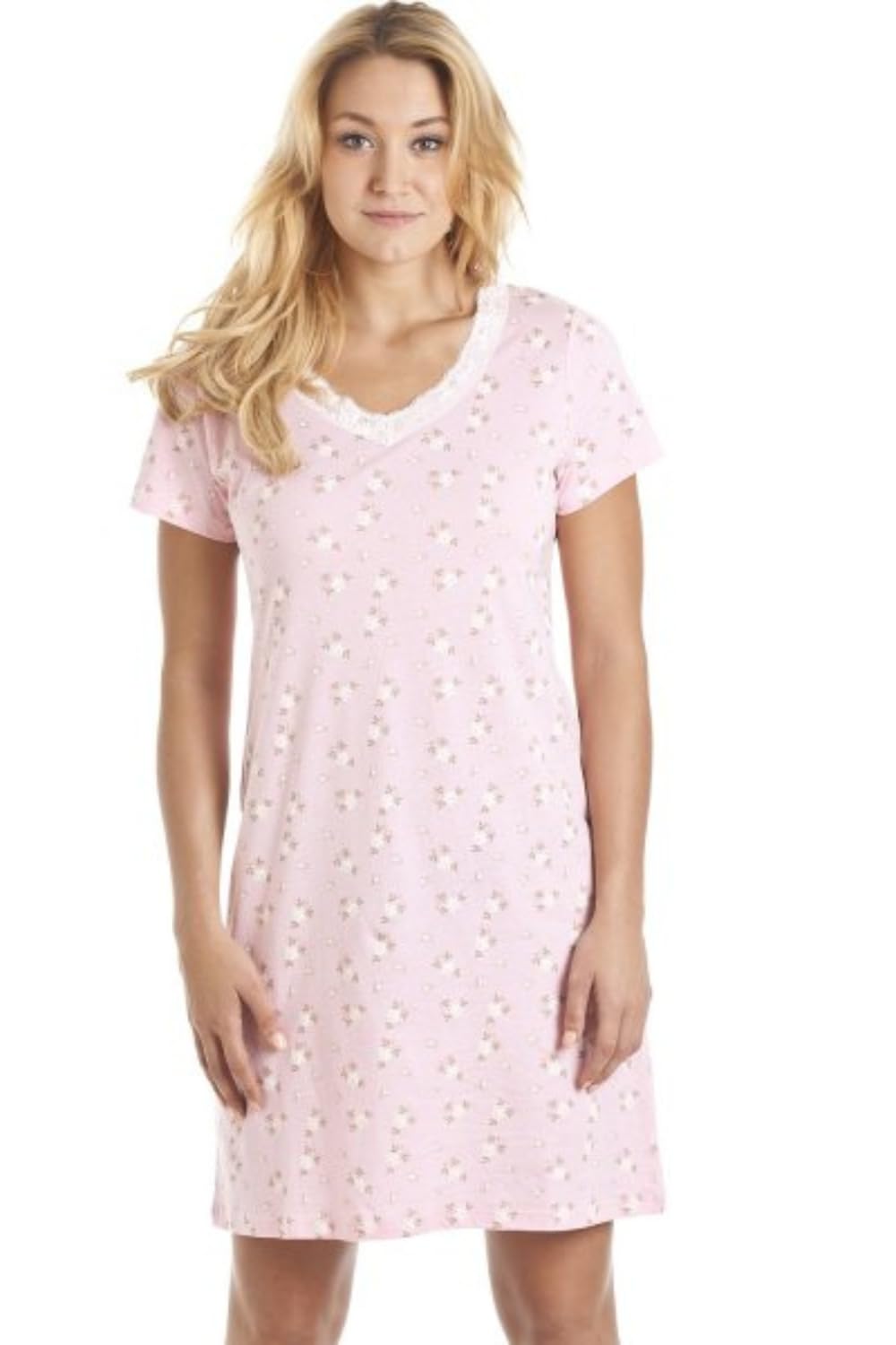 Camille Women's  Ditsy Rose Floral Print Cotton Nightshirt in Size 10/12, BrandAlley