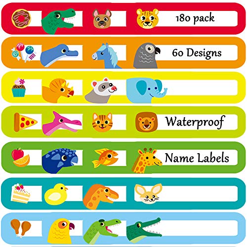 Youngever 180 Pack Baby Bottle Labels for Daycare, Waterproof, Self-Lamination, Write-on, 60 Fun