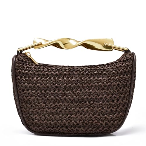 Straw Clutch Purses for Women Mini Designer Evening Handbag Woven Summer Crossbody purse Trendy Shoulder Bag