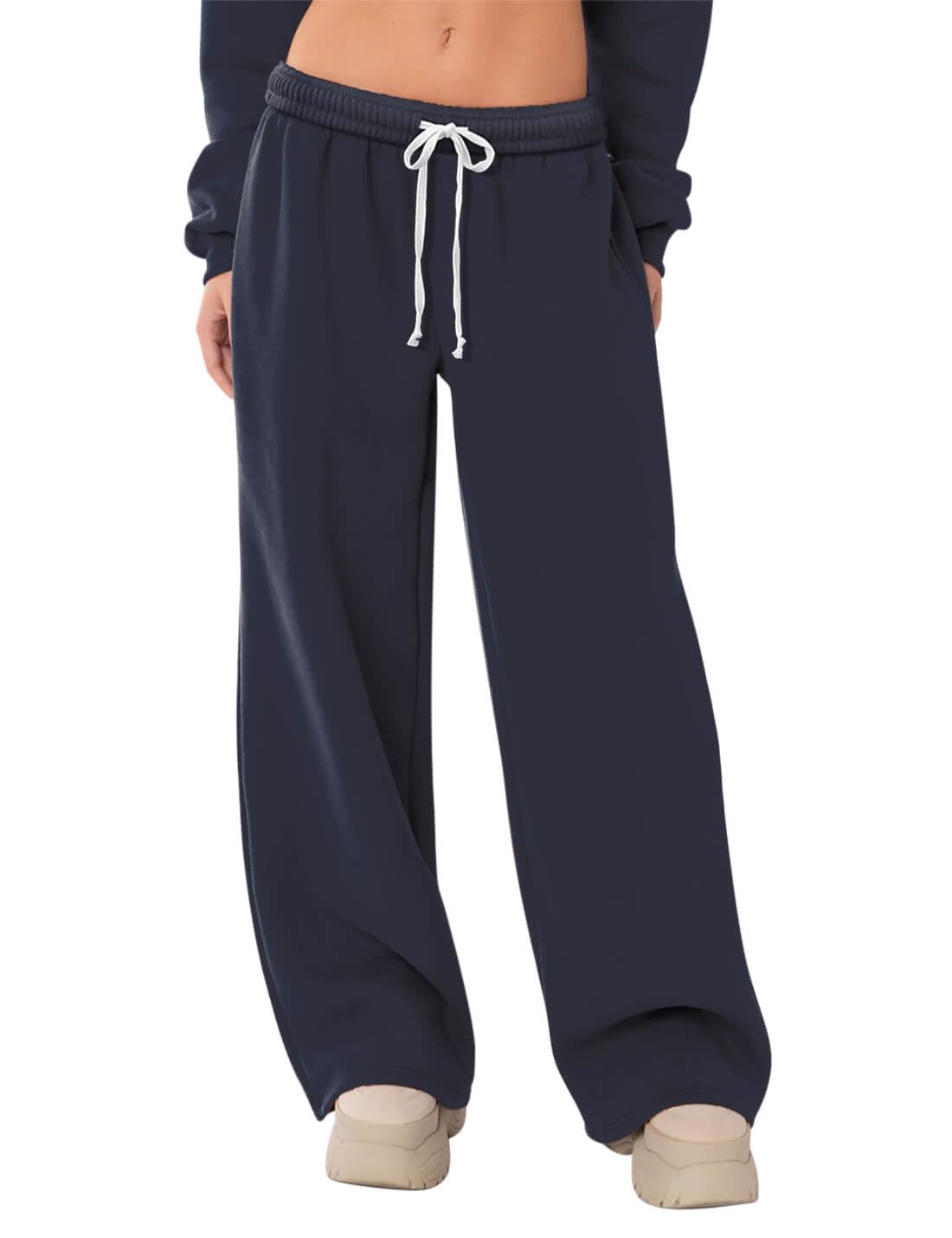 Hesayepwomens Fleece Lined Sweatpants Wide Leg Thermal Winter Warm