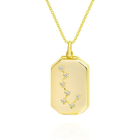 STARepublic 14K Gold Plated Big Dipper Seven Star Moissanite Rectangular Locket Necklace, Celestial Constellation Jewelry for Women, Cosmic Pendant Gift