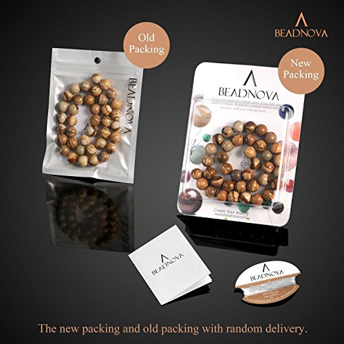 Image of BEADNOVA 10mm Brown Picture Jasper Gemstone Round Loose Beads for Jewelry Making (36-38pcs)