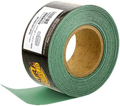 Dura-Gold Premium 1500 Grit Green Film PSA Longboard Sandpaper 20 Yard Long Continuous Roll, 2-3/4" Wide - Self Adhesive Sandpaper for Automotive, Woodworking, Air File Sanders, Hand Sanding Blocks