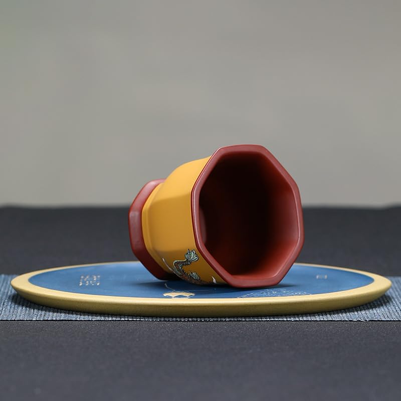 Kleine Teetassen 3er-Pack Teetassen aus lila Ton im Vintage-Stil mit Drachenmuster, handgefertigte chinesische Gongfu-Teetassen