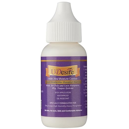 Invisible Bonding Glue- Waterproof 1.3oz-Extra Moisture Control-Light Hold Wig Glue for Poly and Lace Hairpiece, Wig, Toupee Systems Hair Replacement Adhesive