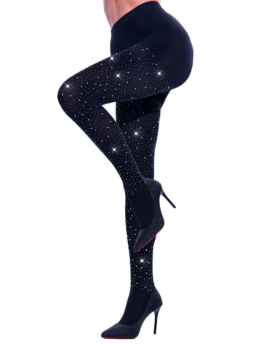 CharnmRose Women's Sparkly Tights for Women Soft High Waist Stockings Pantyhose