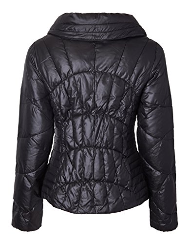 Sportoli Lightweight Women’s Midlength Down Fashion Multi-Directional Quilted Winter Puffer Jacket Black (Size Medium)3