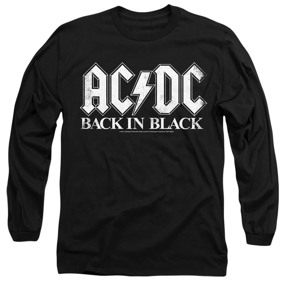 ACDC Back in Black Mens Long Sleeve T Shirt, Black, XX-Large