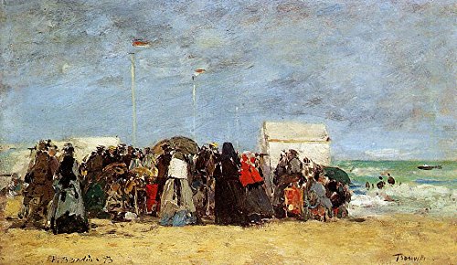 DTAUPREB Pintura por números para adultos y niños, escena de playa, Eugene Boudin, kit digital de pintura al óleo sobre lienzo decorativo