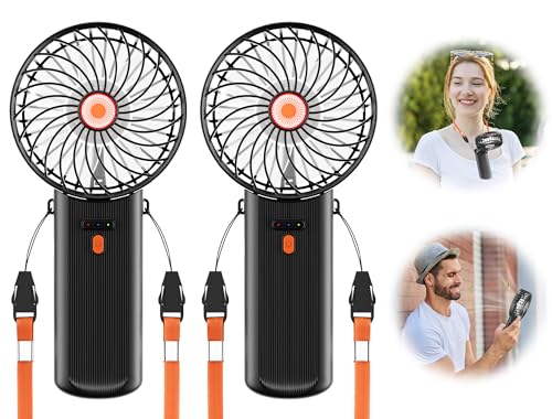 Isfofo AO-818 Mini Handheld Fan 2 Pack, Portable Hand Held Fan For Travel 4 Speeds, Cooling Personal Fans Usb Rechargeable Battery Operated cover