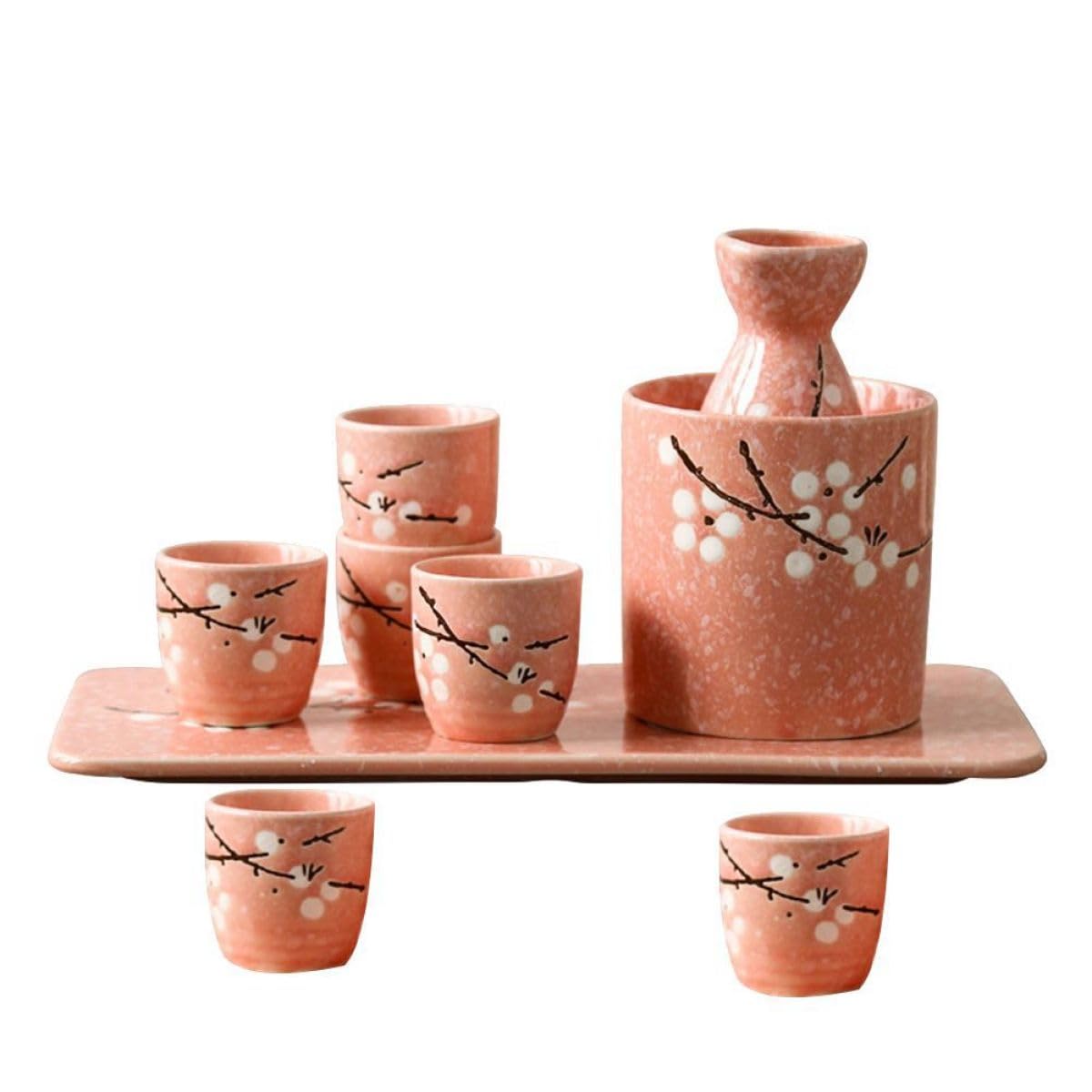SHINEOFI Ensemble de Tasses à Saké Design Chic et Sûr en Céramique Pot Chaud Rose pour Bar et Culture Japonaise Saké