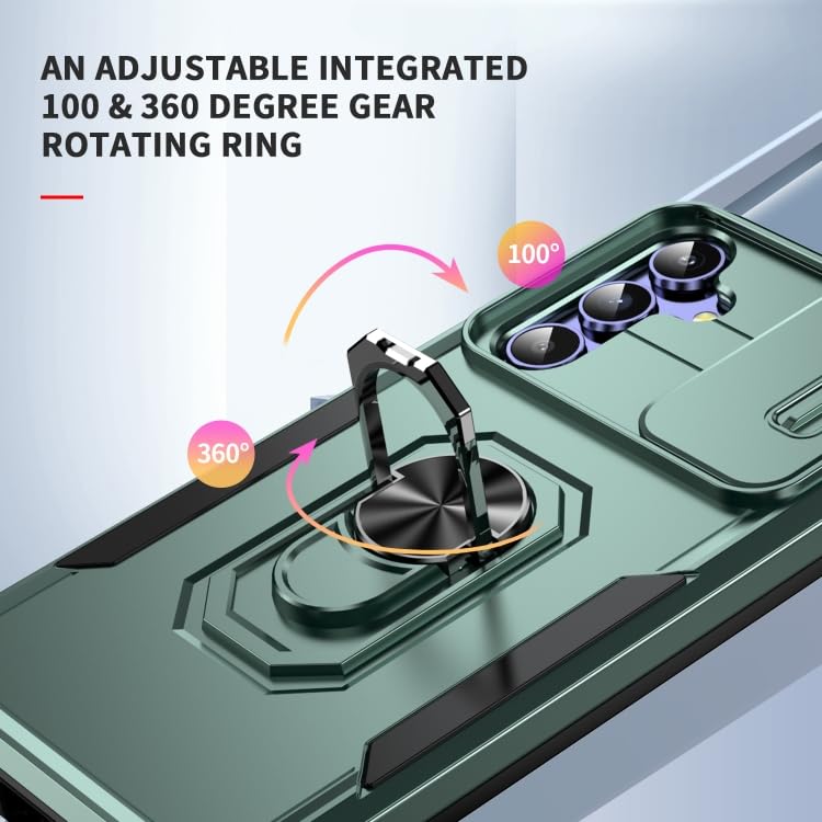 Image of ShieldTech Back Cover for Samsung Galaxy A54 5G | Rugged Case with Ring Stand | 360 Protection | Shockproof | Camera & Screen Guard (PC, Green)