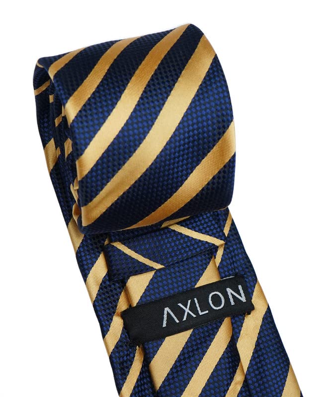 Buy Axlon Blue Striped Tie For Men – Formal Ties Set With Pocket Square ...