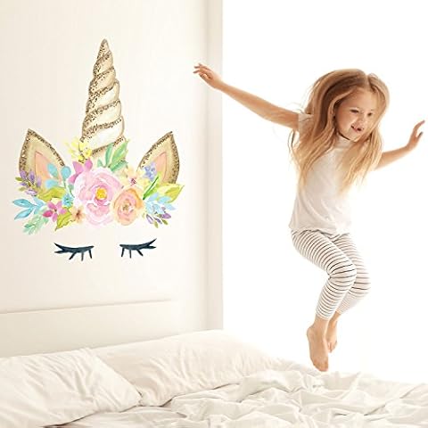 Pegatina de pared de cuerno de unicornio con efecto de purpurina Cover