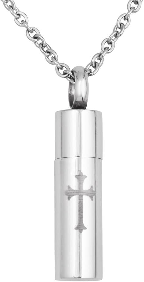 LovelyJewelryUrn Necklace for Ashes Cross Cylinder Memorial Keepsake Cremation Necklaces Pendant