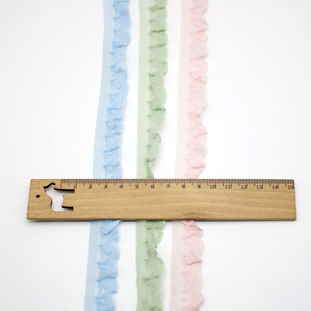 5Yard Vintage elastische kanten lint plissé kant chiffon