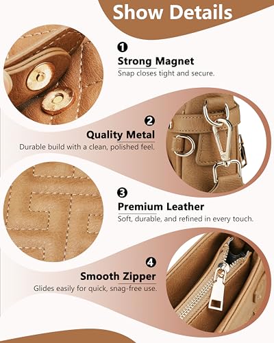 Image of large leather crossbody bags for women,Quilted crossbody purses | RFID Multi-Pocket Womens Crossbody Bag,Travel Purse with Pockets,Structured Cross Body Purse,Fits 10.9 inch iPad,Gift