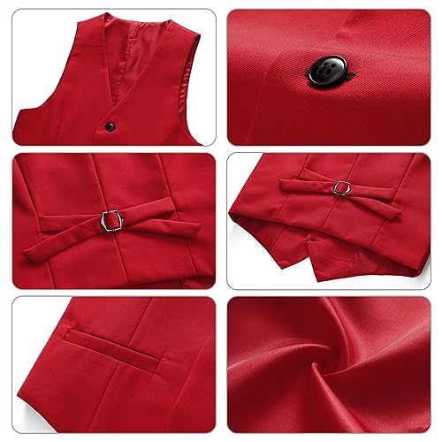 Image of Boy Suits 3 Piece Slim Fit Formal Suit Set with Tuxedo Jacket Vest Pants for Kids Wedding Ring Bearer Party