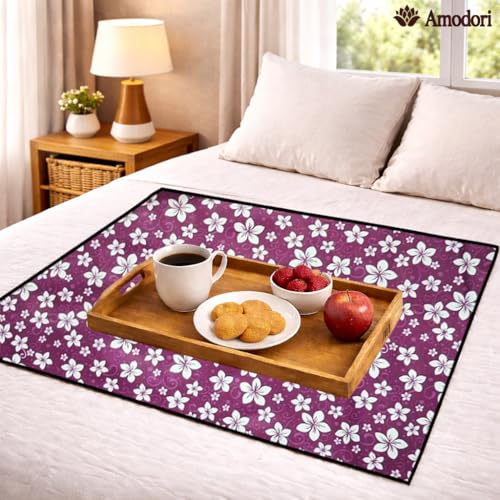 Image of Waterproof Bed Server Mat /Food Mat /Bedsheet Protector | Reversible | 2-Layer Heavy Material | Multi-Purpose Place Mat (Colour & Print May Vary) (floral-13)