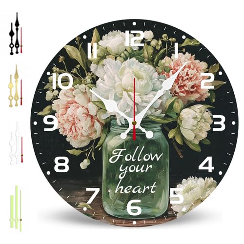Horienteeon Reloj de pared silencioso de madera de 30 cm, funciona con pilas, reloj de pared de lujo con botella de licor, para amantes del whisky, decoración de cueva de hombre y bar para baño