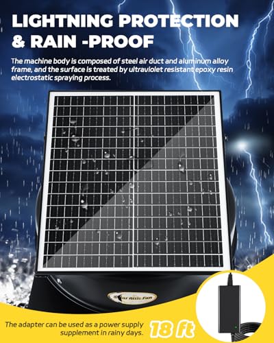 Moonshan Hybrid Solar Attic Fan With Remote Control 40 Watt Solar Powered Attic Fan thumb #3