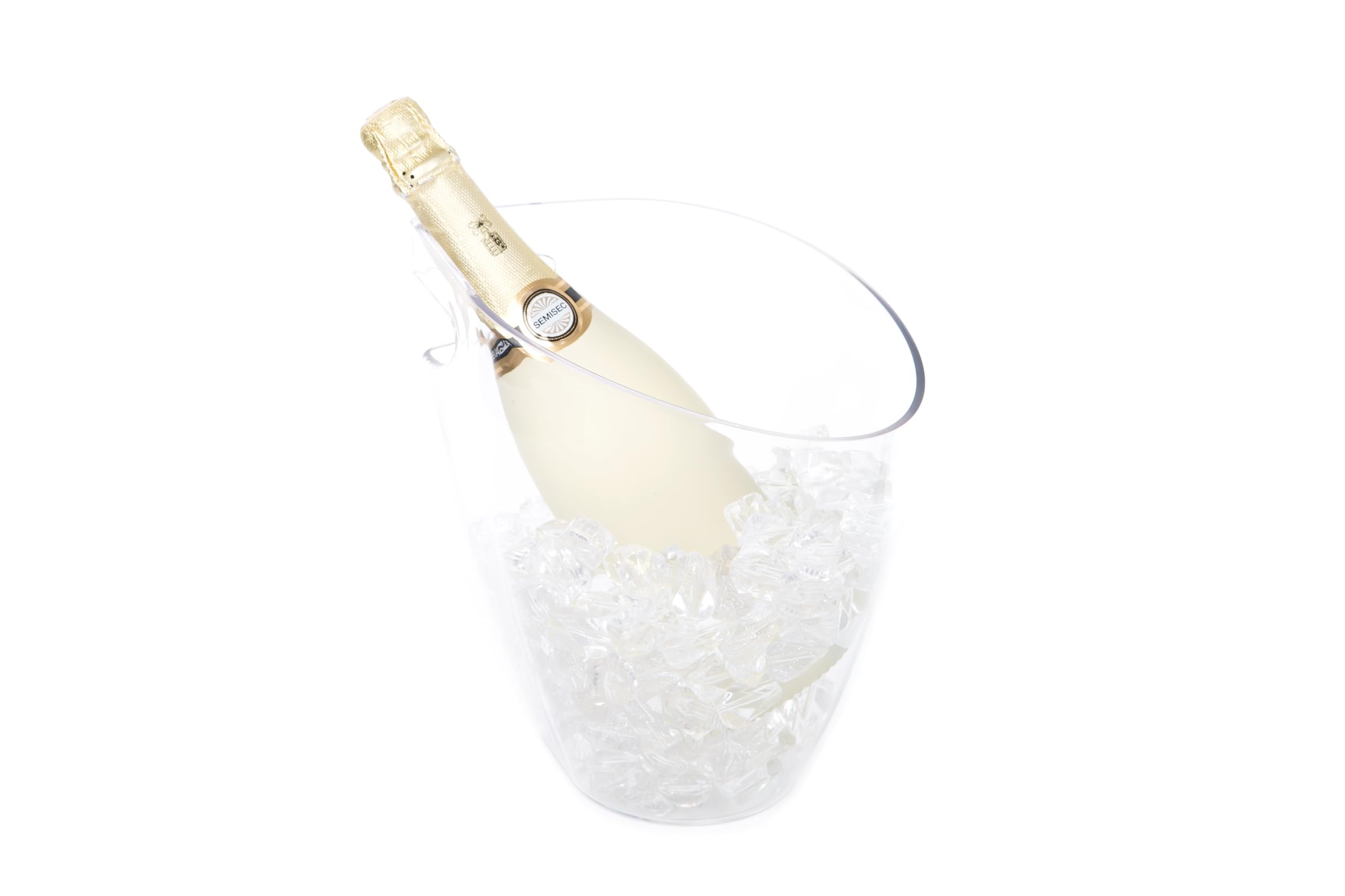 Cubitera para botellas de vino Koala Nature 3,5 L – Champanera acrílica para 2 botellas de vino, cava o champagne – Enfriador rápido, ligero, apilable y reutilizable, con asas, transparente