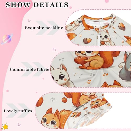 Cute Squirrel Eat Girls Long Sleeve Swimsuits One Piece Zipper Bathing Suit UPF 50+ Rashguard Swimwear4