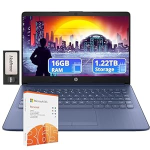 HP Stream – Laptop ligera HD de 14 pulgadas, Intel Celeron N4120, 16 GB de RAM, 1.22 TB de almacenamiento (64 GB eMMC + 160 GB de estación de acoplamiento + 1 TB de almacenamiento en la nube