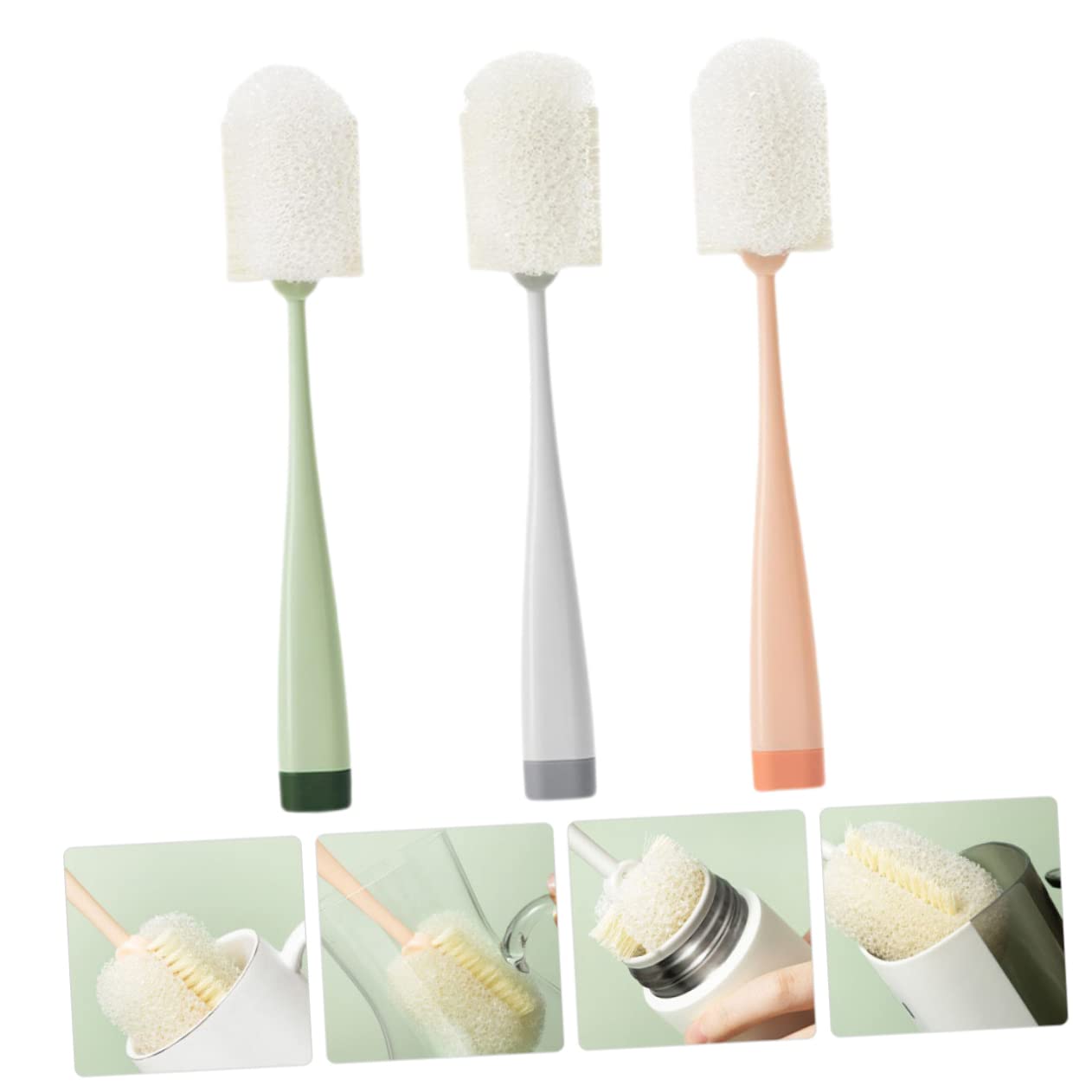 3 Set Pennello A Tazza Spazzola Per Bottiglie Spazzola Per La Pulizia Delle Bottiglie Scovolino Per Bottiglie A Manico Lungo Spazzola Per La Pulizia Delle Tazze Spugna 3 Pezzi*3