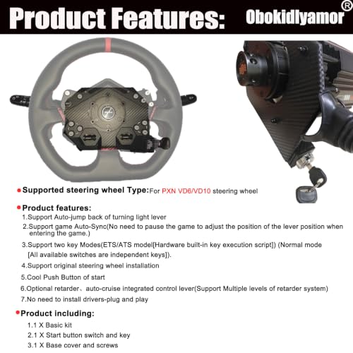 Image of Obokidlyamor Turn Signal Headlight Dimmer Switch For PXN VD6 /VD10 W DS R2 Bundle LITE Direct Drive Servo Wheel Base;Multi-Function Stalks Turn Wiper Lever Combination Racing Simulator Button Console Racing Wheel (For PXN VD10)