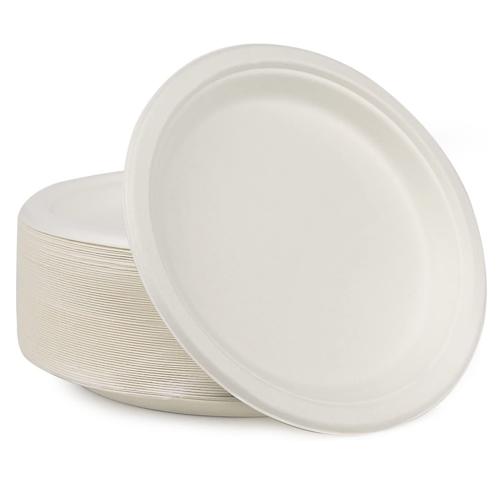 【9 Inch 125 Pack】Paper Plates, Disposable Paper Plates Bulk, Heavy Duty Paper Plates Disposable Paper Plates 9 Inch Paper Plates, Sugarcane White Paper Plates 100% Compostable