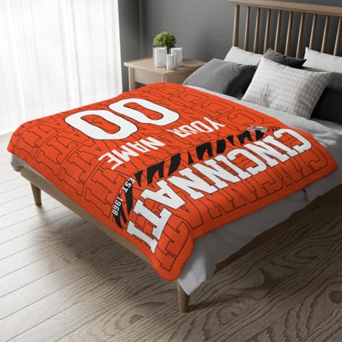 Image of ANTKING Cincinnati Throw Blanket for Men Women Boy Custom Name and Number Gifts