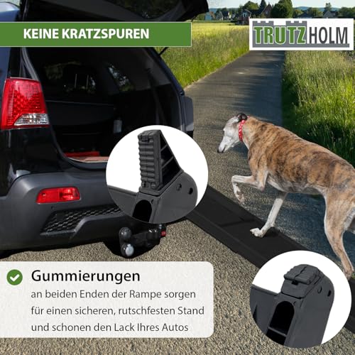 TRUTZHOLM Hunderampe klappbar 75 kg Tragkraft Anti-Rutsch Lauffläche Einstiegshilfe für Kofferraum Hundeautorampe Kofferraumrampe platzsparend leicht stabil schwarz (DREIFACH)