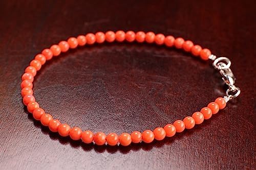 Natural Bamboo Pink Coral 3-3.5mm salmon pink Smooth Round AAA Quality Handmade 925 Sterling Silver. Gold Filled Bracelet, Beach, Boho gift
