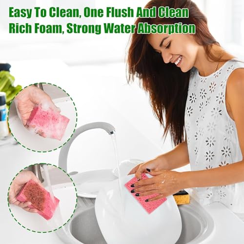 Image of 12 Pack Eco-Friendly Super Absorbent Kitchen Sponges - Non-Scratch Compressed Sponges for Dishwashing and Multi-Purpose Cleaning