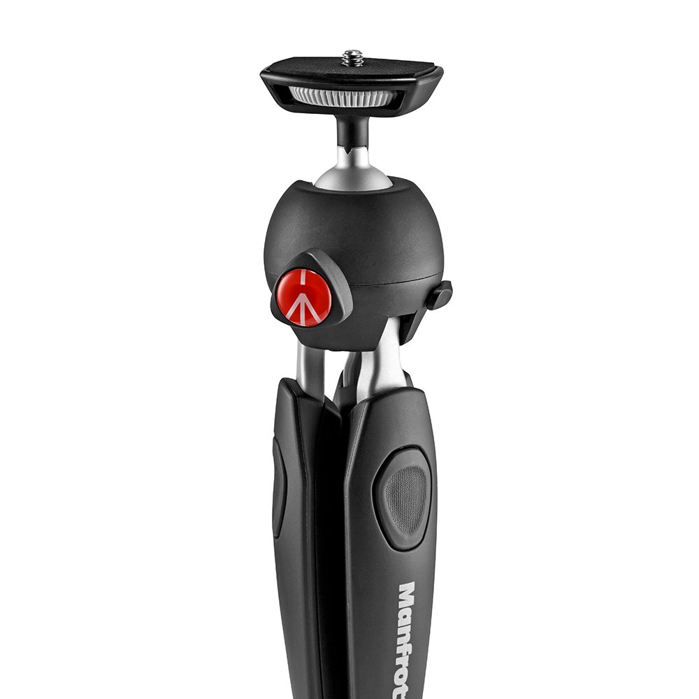 Manfrotto MTPIXIEVO-BK, PIXI EVO 2-teiliges Ministativ für spiegellose Kameras, kompakte Systemkameras, DSLR, Video, kompakte Größe, Aluminium & Smartphone Halterung, Pro Version